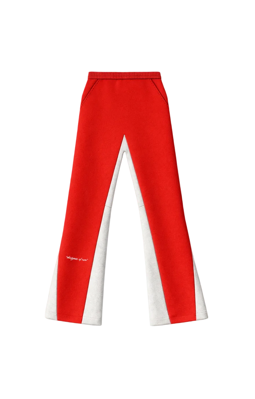 RED FLARED JOGGERS