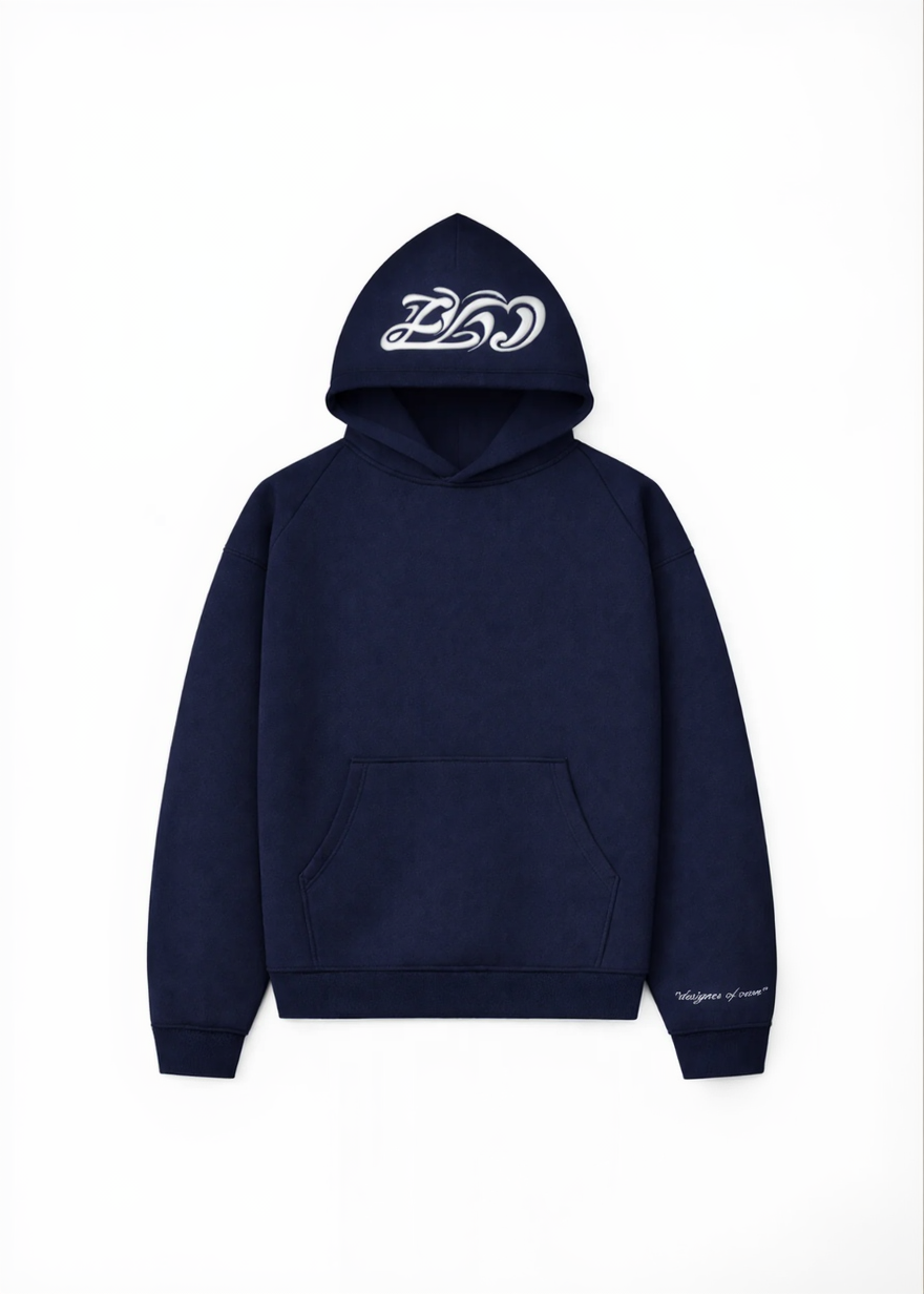 NAVY BLUE FLARED HOODIE