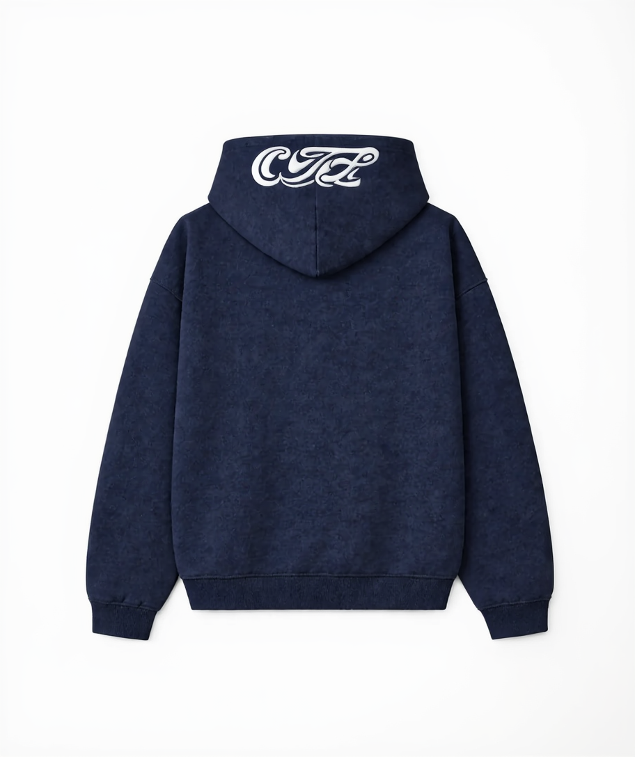 NAVY BLUE FLARED HOODIE