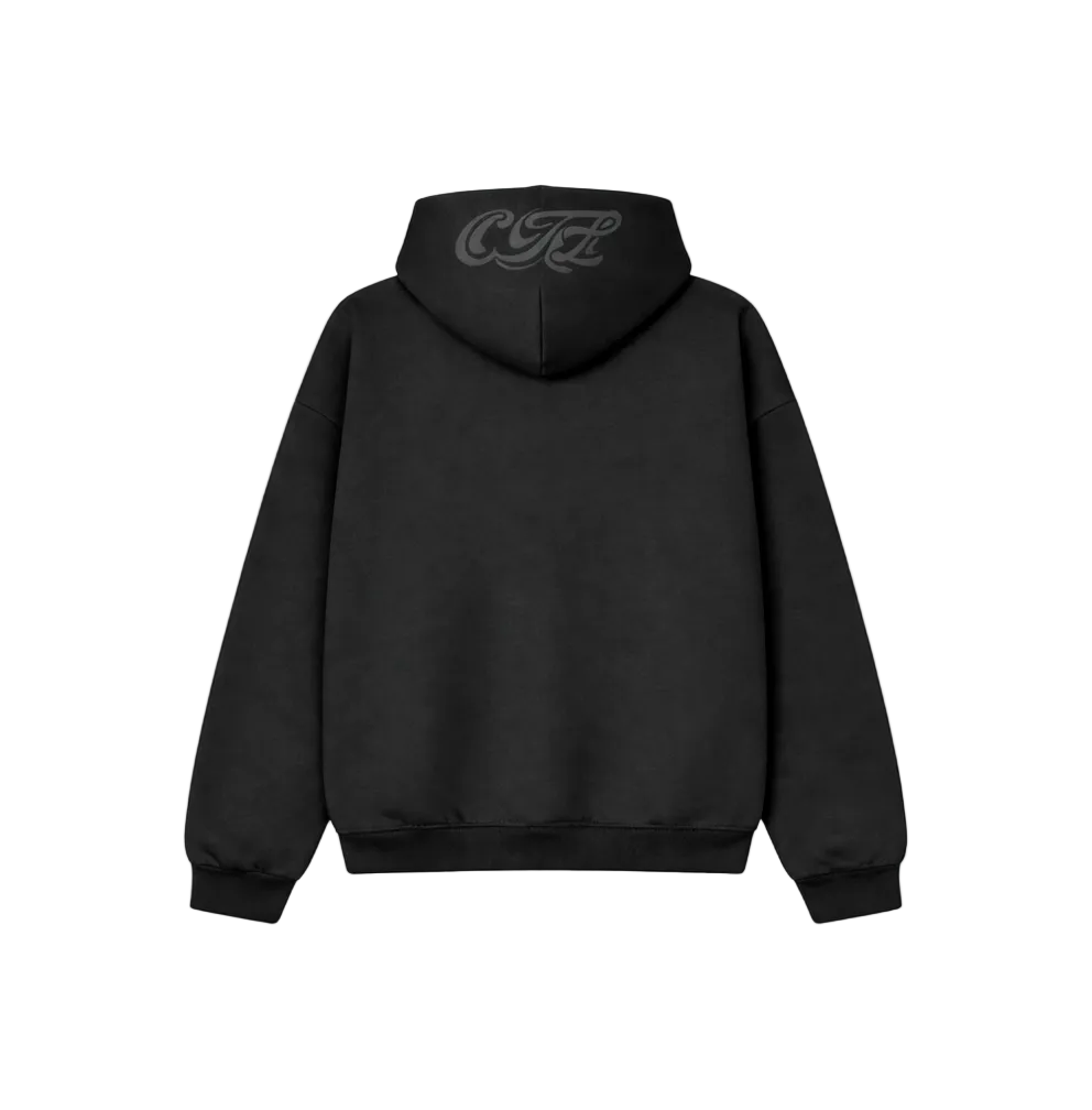 BLACK FLARED HOODIE