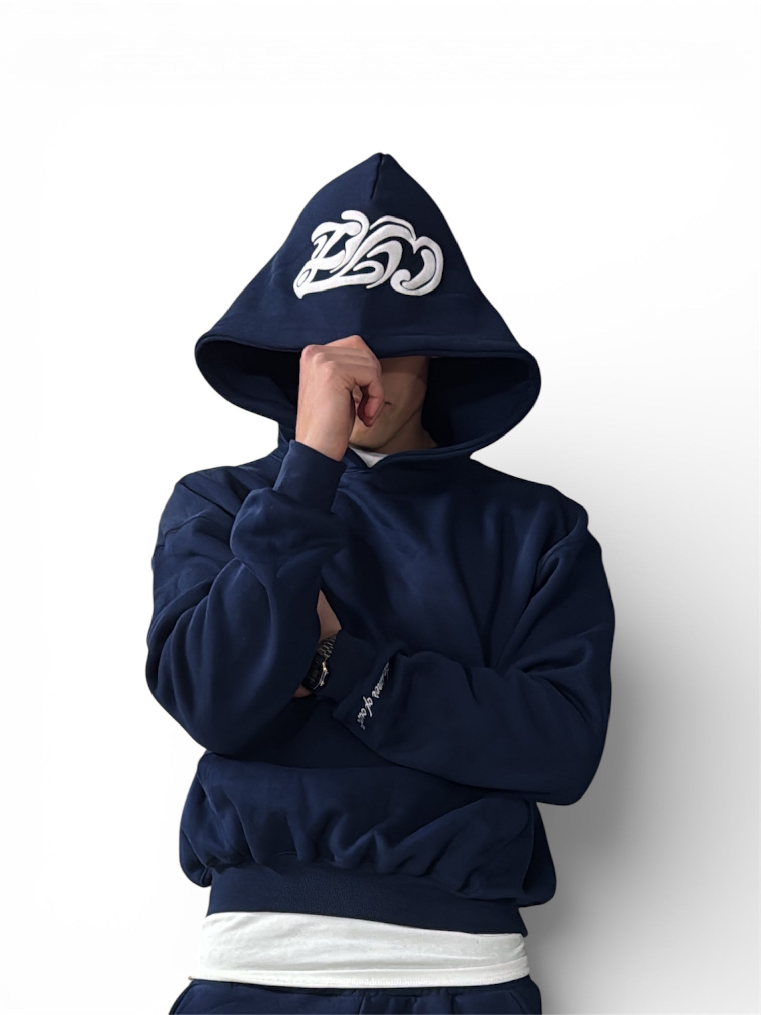 NAVY BLUE FLARED HOODIE – Cetelei Studios